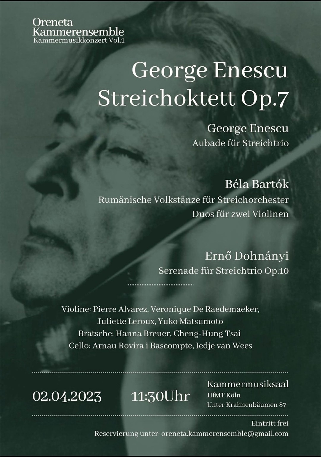 Flyer, Kammermusikkonzert Vol. 1, Cologne 2 April 2023